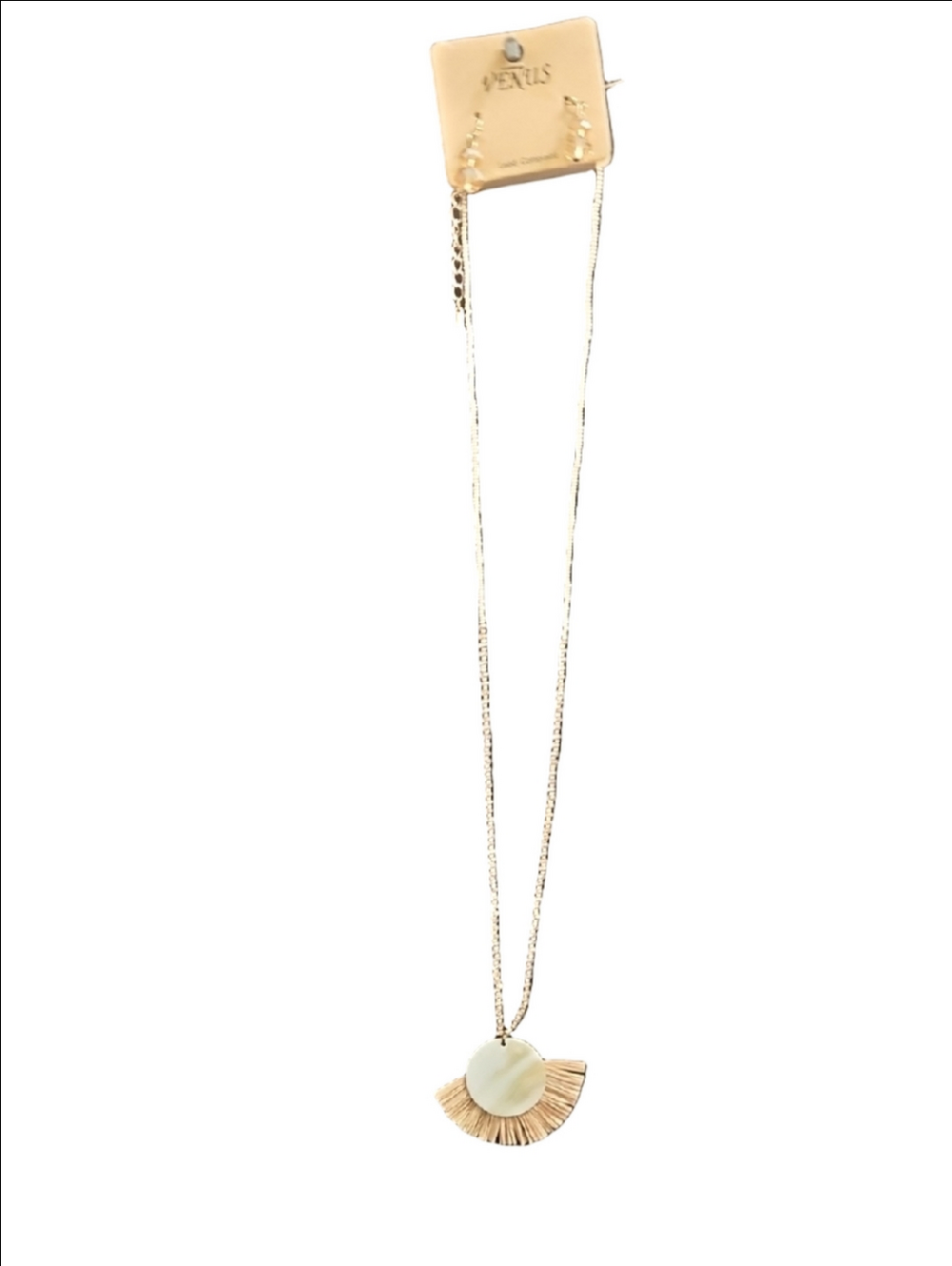 VENUS Gold-Tone Fan Necklace with Cream Mother-of-Pearl Accent